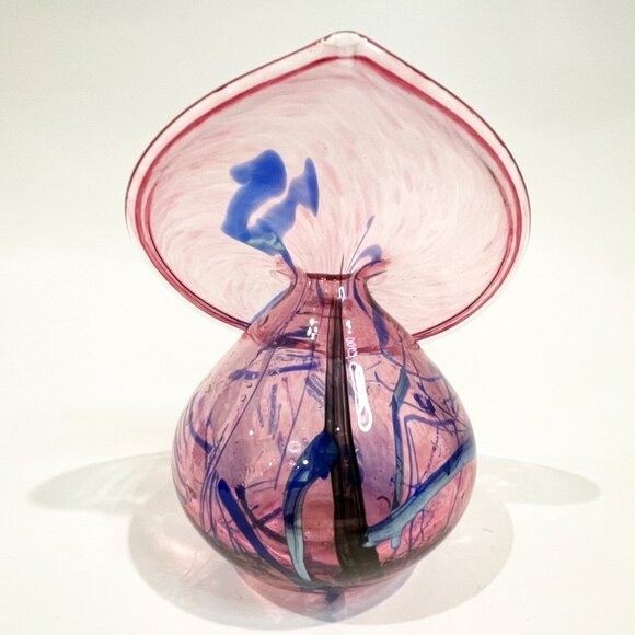 Signed Arte Vargas Jack In The Pulpit Art Glass Vase Made in Canada Purple Blue - Picture 4 of 7